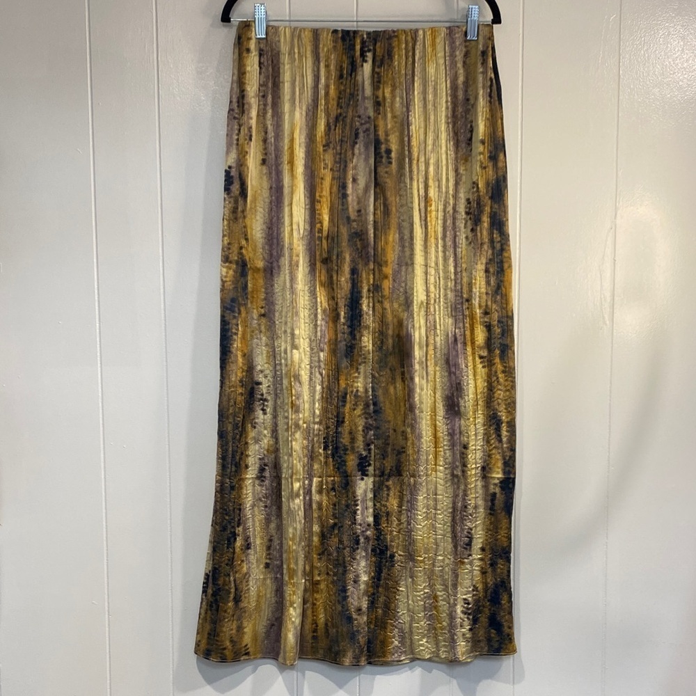 MNG Mango Exclusive Collection Skirt Maxi Watercolor Crinkle Pleated Medium - Picture 4 of 15